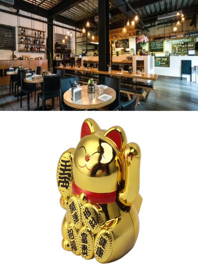 Eujgoov Cute Solar Waving Cat, Solar Powered Waving Cat Lucky Cat Waving Arm for Home and Car Decoration (Gold) - Image 4