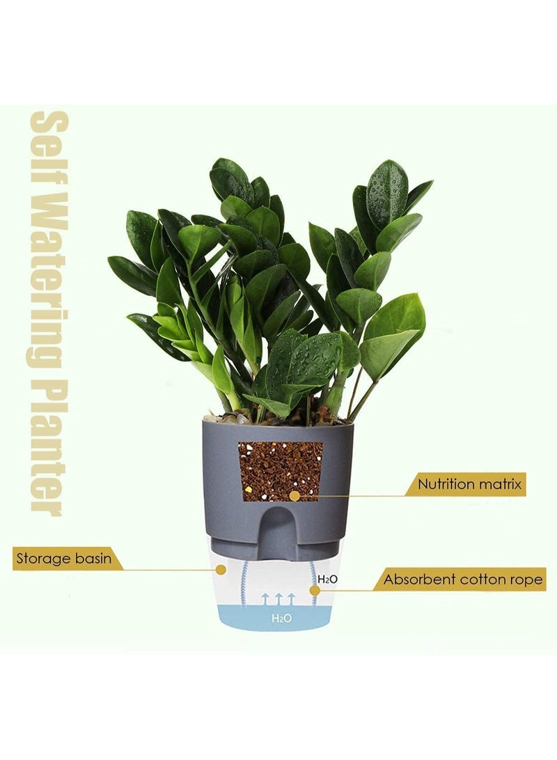 Generic Self Watering Planter Pots for Indoor Plants, 3 Pack African Violet Pots with Wick Rope (Grey)  - Image 3