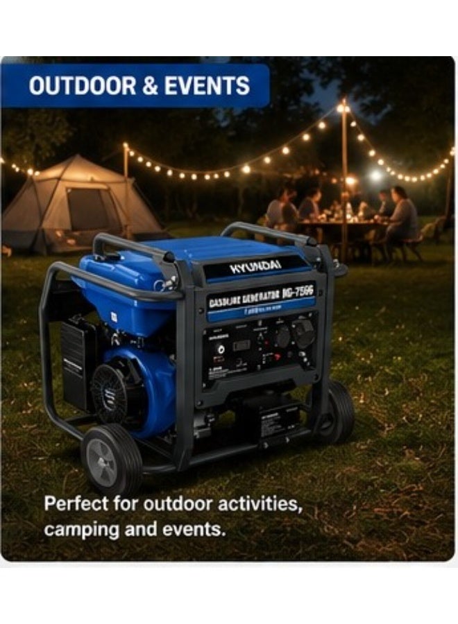 HYUNDAI Gasoline Generator Hyundai   HY HG-7556 7.5KW Electric & Recoil Start Portable Generator 439cc 4 Stroke Engine 33L Fuel Tank - Image 4