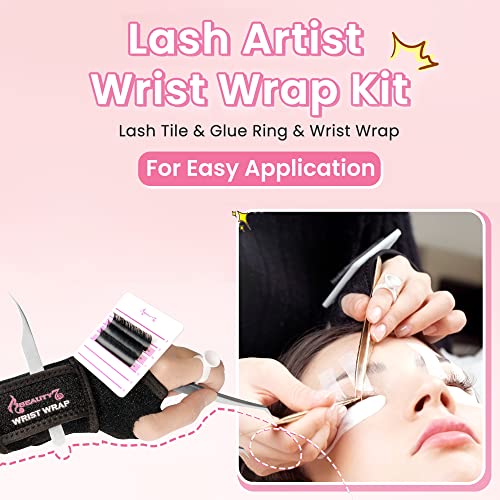 Beauty7 Eyelash Extension Holder Kit Plate Eyelashes Hand Stand Lash Organizer Pallet Base Tray with Adjustable Wrist Wrap Tweezer Professional Individual False Lashes - Image 3