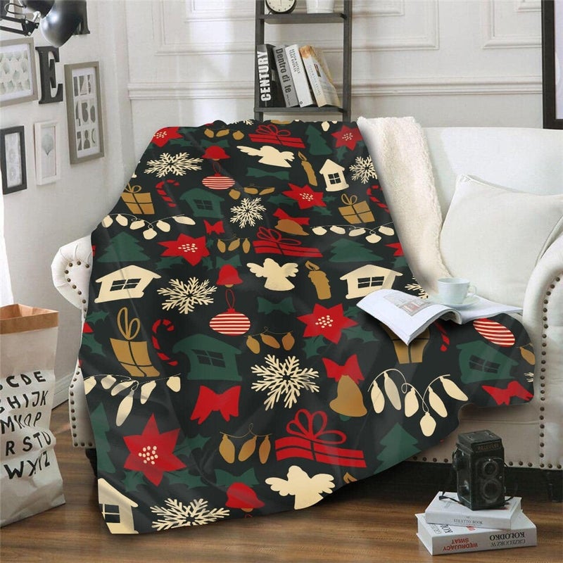 Christmas Holiday Throw Blanket - 120 x 160 cm - Multicolour - Warm Soft Velvet Fabric - Perfect for Cold Winter Nights - Great Gift Idea. - Image 1