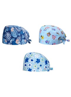 GUSGU 3 Pieces Working Cap with Button and Sweatband Adjustable Tie Back Head Cover Hats Bouffant Hats for Women Men  - Image 1