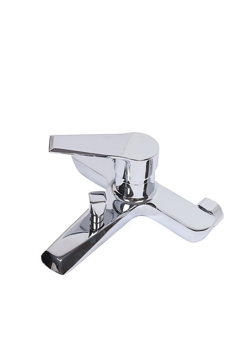 Wall-Mounted Shower Mixer Faucet Set with Handheld Shower Head & Waterfall Flow | Modern Chrome Silver Finish | Rust-Proof Easy-Install Bathroom Faucet Kit for Home & Hotel (Faucet + Hose + Shower Head) - Image 2