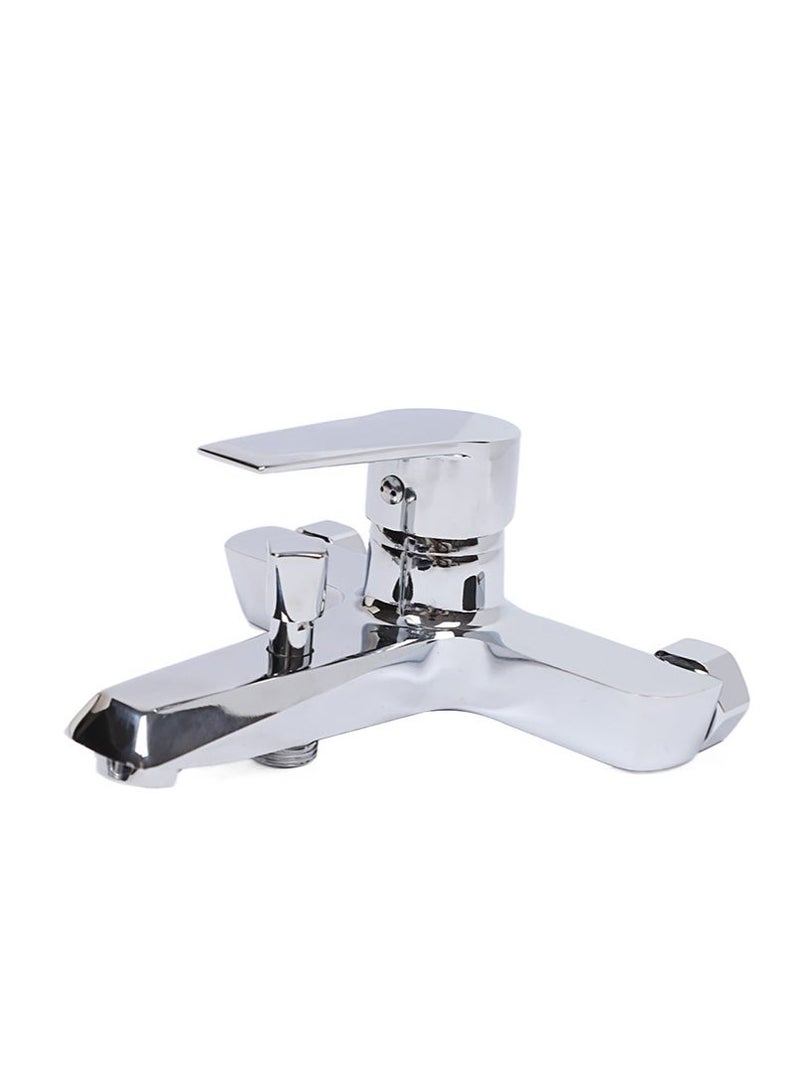 Wall-Mounted Shower Mixer Faucet Set with Handheld Shower Head & Waterfall Flow | Modern Chrome Silver Finish | Rust-Proof Easy-Install Bathroom Faucet Kit for Home & Hotel (Faucet + Hose + Shower Head) - Image 1