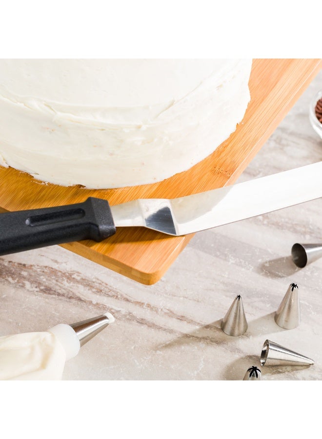 Restaurantware Met Lux 10.5 x 1.3 Inch Offset Spatula, 1 Angled Icing Spatula - Plastic Handle, 6-Inch Blade, Black Stainless Steel Cupcake Icing Knife, For Frosting, Icing, Or Layering - Image 3