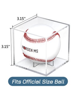 Excefore Baseball Display Case Acrylic Cube, Memorabilia Display Case for Single Ball, UV Protected Storage Box, Square Clear Baseball Stand, Sports Autograph Display Case Holder, Fits Official Size Ball  - Image 2