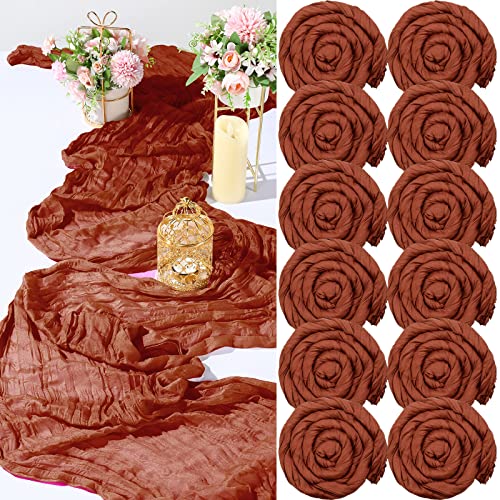 Foaincore Foaincore 12 Pcs Cheesecloth Table Runner Bulk 13Ft Boho Gauze Table Runner Rustic 157 Inch Cheese Cloth Long Romantic  - Image 2
