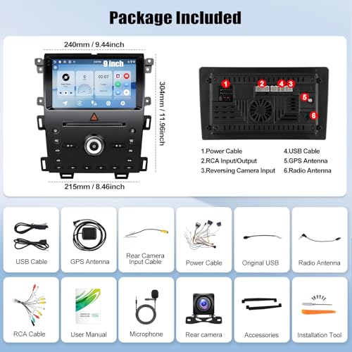 SIXWIN 4G+128G Andriod Car Radio for Ford Edge 2011-2015 with CarPlay Android Auto 10.1 Inch Incell Touch Screen with GPS Navigation WiFi Backup Camera Mic - Image 3