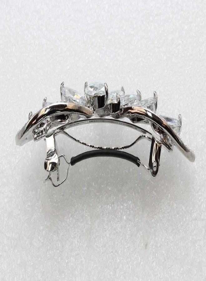 Faship Gorgeous Clear CZ Crystal Floral Hair Barrette Clip - Image 3