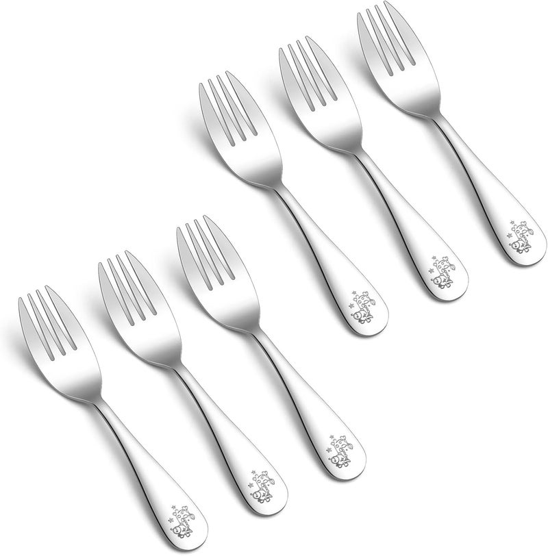 TeamFar 6 Pieces Toddler Forks Stainless Steel Toddler Utensils Kids Silverware Set Small Forks for SelfFeeding Children Safe Cutlery set Dishwasher Safe - Image 1