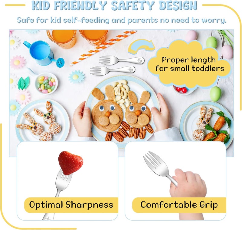TeamFar 6 Pieces Toddler Forks Stainless Steel Toddler Utensils Kids Silverware Set Small Forks for SelfFeeding Children Safe Cutlery set Dishwasher Safe - Image 3