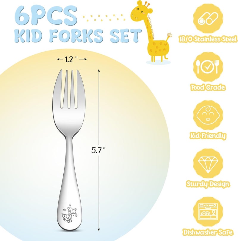 TeamFar 6 Pieces Toddler Forks Stainless Steel Toddler Utensils Kids Silverware Set Small Forks for SelfFeeding Children Safe Cutlery set Dishwasher Safe - Image 2