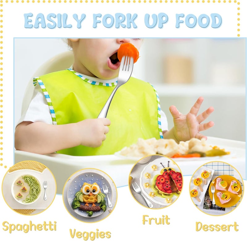 TeamFar 6 Pieces Toddler Forks Stainless Steel Toddler Utensils Kids Silverware Set Small Forks for SelfFeeding Children Safe Cutlery set Dishwasher Safe - Image 4