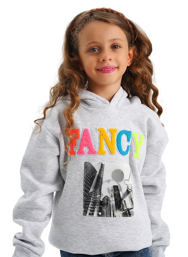 جوكي هودي شتوي بناتي مبطن فليس بطبعة