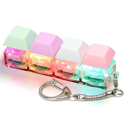 Cozymate Keyboard Fidget Toys for Adults Keyboard Clicker with LED Light Keychain Fidget Sensory Fun Toys for Anxiety Decompression Macaroon2 4 in 1 - Image 1
