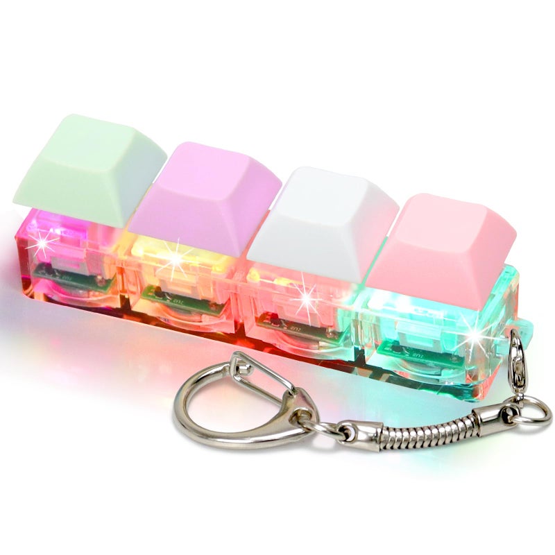 Cozymate Keyboard Fidget Toys for Adults Keyboard Clicker with LED Light Keychain Fidget Sensory Fun Toys for Anxiety Decompression Macaroon2 4 in 1 - Image 2