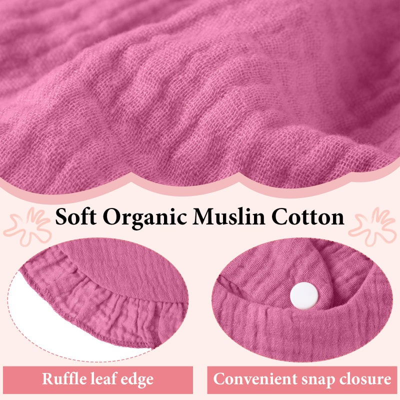 Kenning 18 Pcs Muslin Drool Baby Bibs Ruffle Absorbent Bib with Snap Button Boy Girl for Drooling Teething Infant Newborn(Pink,Solid Color) - Image 4