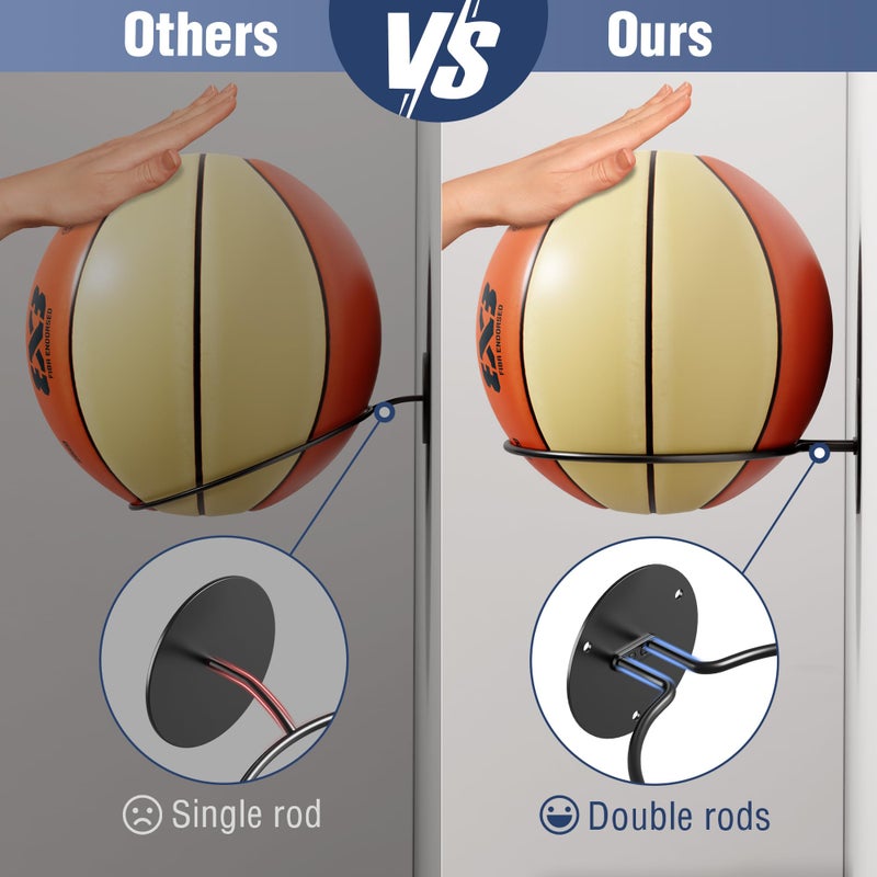 Susswiff Basketball Holder Wall Mount - Basketball Wall Mount For Display, Football Storage Rack For Balls, Ball Holder As Sports Room Decor, Boys Room Accessories Soccer Wall Decor - Image 4