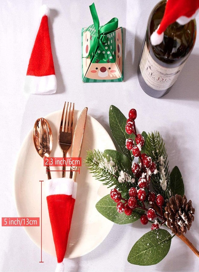 MSQ Mini Santa Hats for Crafts Wine Bottles Cover 24PCS Home Christmas Decor Santa Claus Lollipop Hats, Festive Candy Toppers for Xmas Party Table Dinner Decorations - Image 2