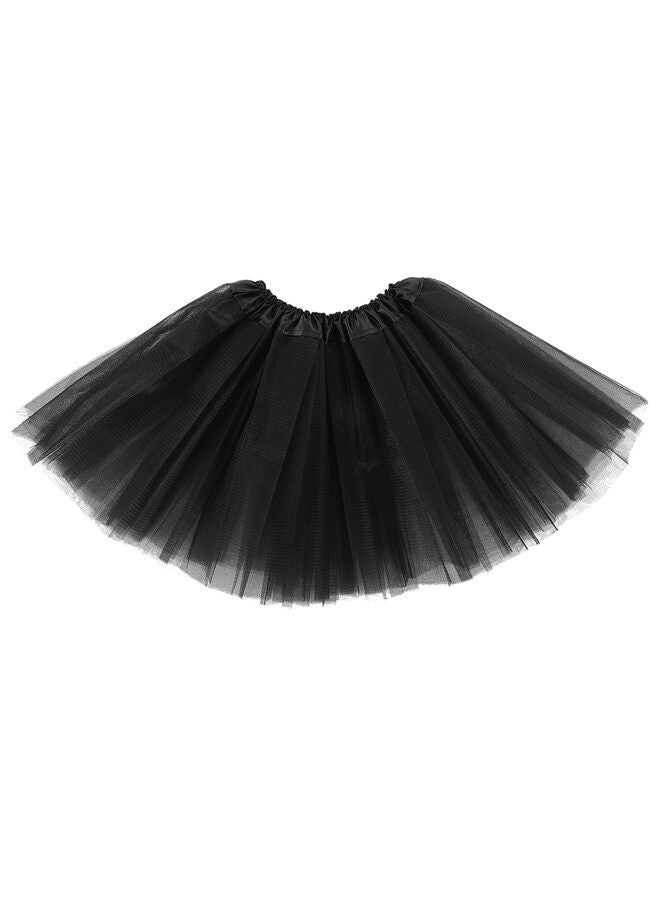 تنورة توتو للبنات من جافيوست، فستان باليه من التول بثلاث طبقات مع فيونكة للأطفال الصغار، فستان أطفال متعدد الطبقات من التول مع غطاء حفاضات (أسود) - Image 1