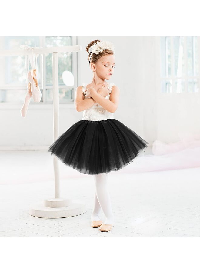 تنورة توتو للبنات من جافيوست، فستان باليه من التول بثلاث طبقات مع فيونكة للأطفال الصغار، فستان أطفال متعدد الطبقات من التول مع غطاء حفاضات (أسود) - Image 4