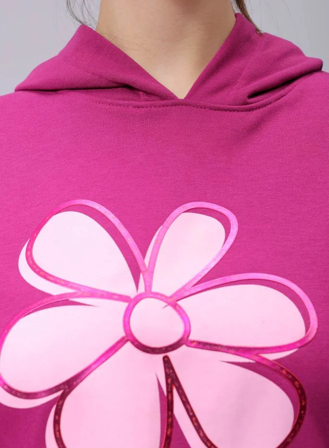 Freehand Women Relaxed Fit Holographic Hooded Sweatshirt