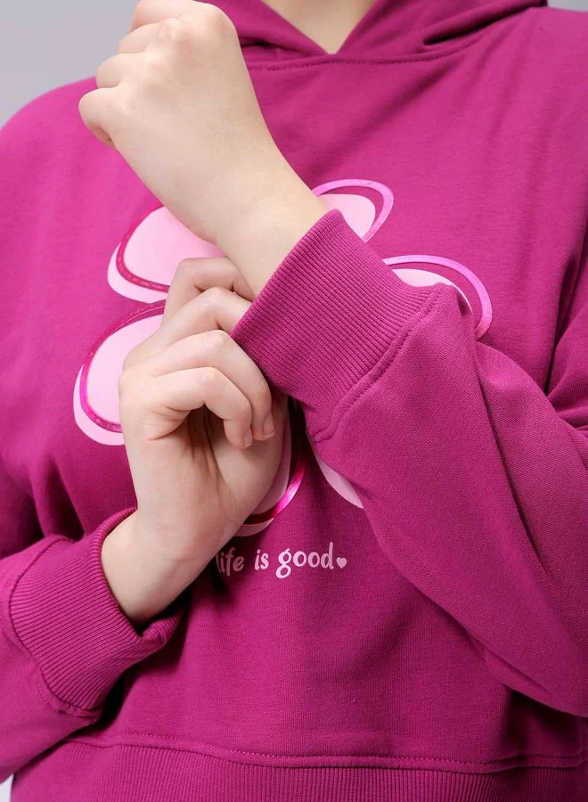 Freehand Women Relaxed Fit Holographic Hooded Sweatshirt