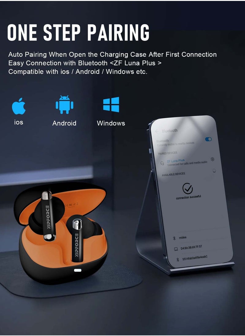 ZIPFORCE - ZIPFORCE True Wireless Earbuds, Fully In-Ear Bluetooth 5.3 Headphones 4-Mics ANC + ENC Clear Call, Bluetooth Earbuds Touch Control 40 Playtime, IPX6 Waterproof TWS, Light-Weight Earphones - Image 1