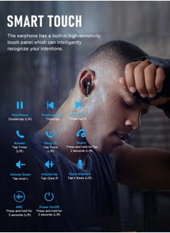 ZIPFORCE ZIPFORCE True Wireless Earbuds, Fully In-Ear Bluetooth 5.3 Headphones 4-Mics ANC + ENC Clear Call, Bluetooth Earbuds Touch Control 40 Playtime, IPX6 Waterproof TWS, Light-Weight Earphones  - Image 2