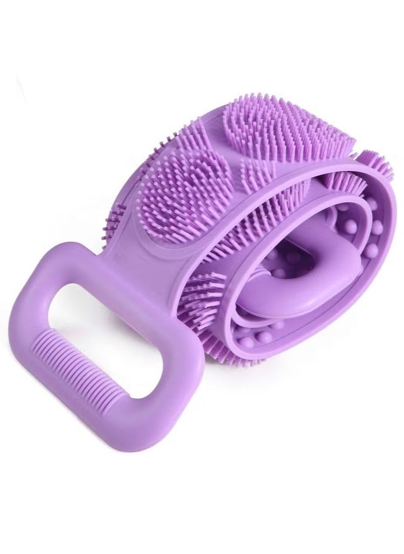 ELTRAZONE Silicone Body Scrubber Bath Towel Belt – 2-Sided Silicone Back Scrubber for Shower, Purple – Gentle Exfoliation & Massage Bath Tool for Smooth Skin - Image 1