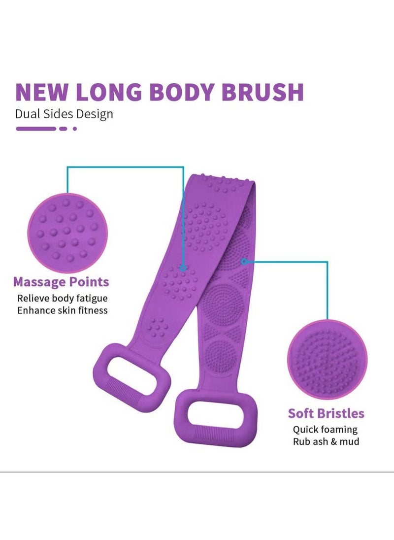 ELTRAZONE Silicone Body Scrubber Bath Towel Belt – 2-Sided Silicone Back Scrubber for Shower, Purple – Gentle Exfoliation & Massage Bath Tool for Smooth Skin - Image 5