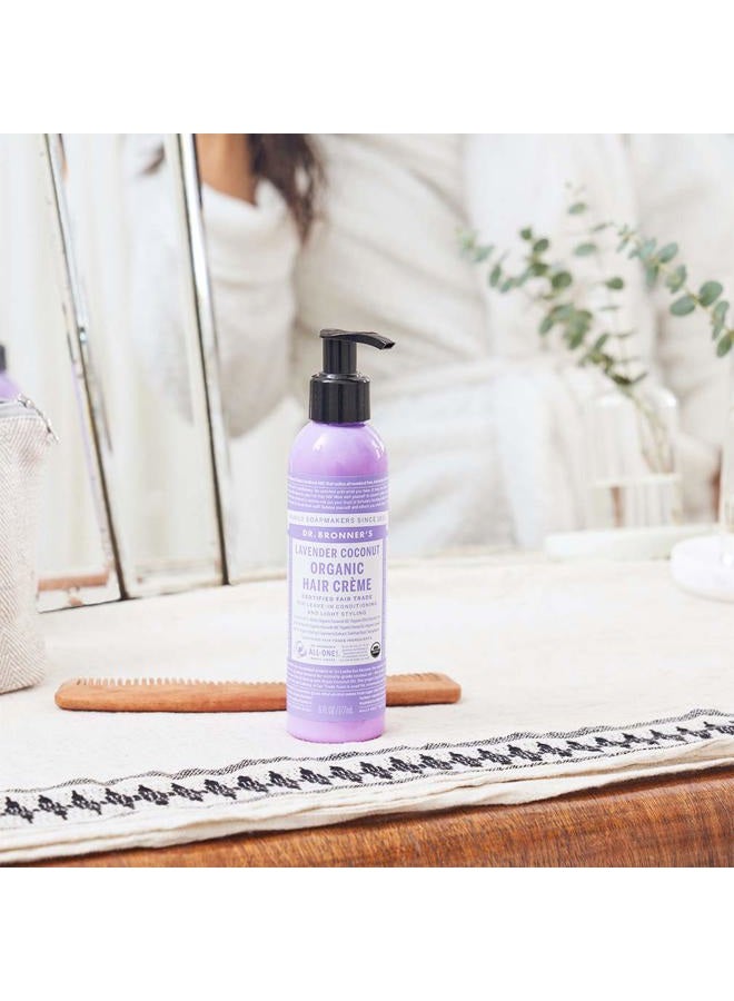 Dr. Bronner's Organic Hair Crème (Peppermint, 6 Ounce) - Leave-In Conditioner and Styling Cream, Made with Organic Oils, Hair Cream Supports Shine and Strength, Nourishes Scalp, Non-GMO - Image 3