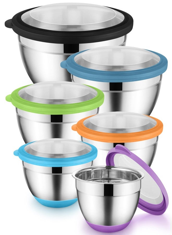 Onader Colorful Mixing Bowl Set of 6 for Kitchen, Large Stainless Steel Metal Nesting Mixing Bowls with Airtight Lids, Non Slip - Size 1, 1.5, 2, 2.6, 3.5, 7QT - Image 1
