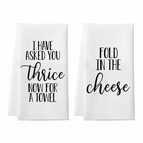 Saukore Fold in The Cheese Kitchen Towels, 2 Pack Waffle Dish Towels TV Show Merchandise Gift, Funny Bathroom Hand Towels, Birthday Housewarming Gifts for SC Fans - Image 1