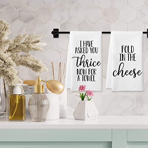 Saukore Fold in The Cheese Kitchen Towels, 2 Pack Waffle Dish Towels TV Show Merchandise Gift, Funny Bathroom Hand Towels, Birthday Housewarming Gifts for SC Fans - Image 2