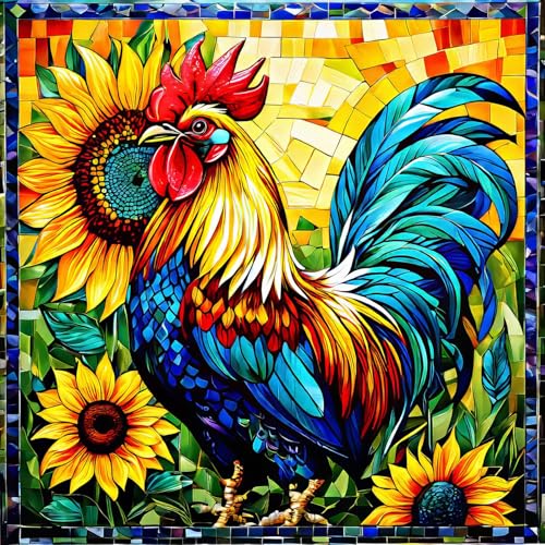 Springboks Fall Rooster 500 Piece Puzzle for Adults is a Vivid Mosaic of a Colorful Rooster Ideal for Sharing with Friends - Image 1