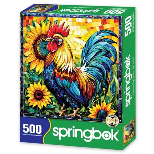 Springboks Fall Rooster 500 Piece Puzzle for Adults is a Vivid Mosaic of a Colorful Rooster Ideal for Sharing with Friends - Image 5