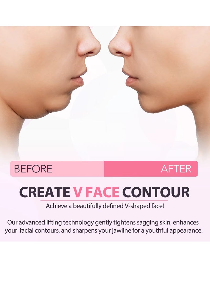 Yecuce V Line Facial Bandage Double Chin Reducer Strap V Shaped Face Chin Up Belt Reduce Sagging and Fights Aging Signs Lift Jawline Face Slimming Patch V Line Face Lifting Mask Light Pink  - Image 2