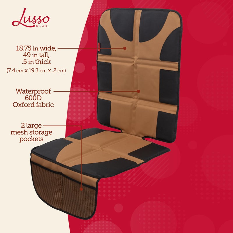 Lusso Gear Car Seat Protector with Thick Padding - Baby Cover with 2 Mesh Storage Pockets - Waterproof Tan Seat, Non-Slip Backing - Car Accessories - Carseat Cover - Image 4