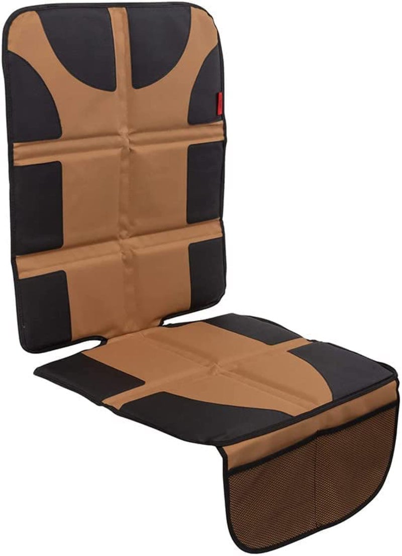 Lusso Gear Car Seat Protector with Thick Padding - Baby Cover with 2 Mesh Storage Pockets - Waterproof Tan Seat, Non-Slip Backing - Car Accessories - Carseat Cover - Image 1