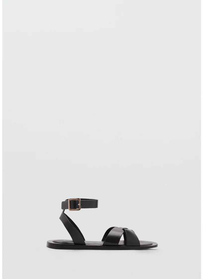 MANGO Buckle Strap Leather Sandals