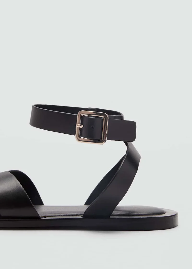 MANGO Buckle Strap Leather Sandals