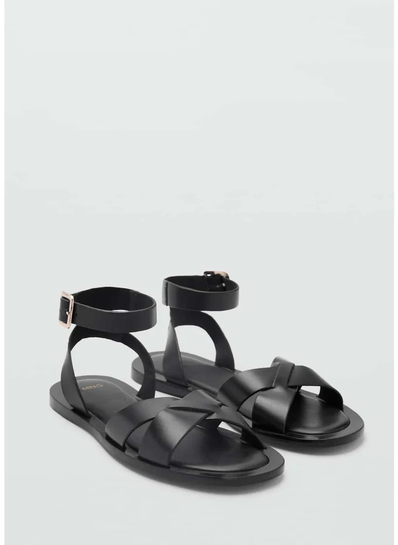 MANGO Buckle Strap Leather Sandals