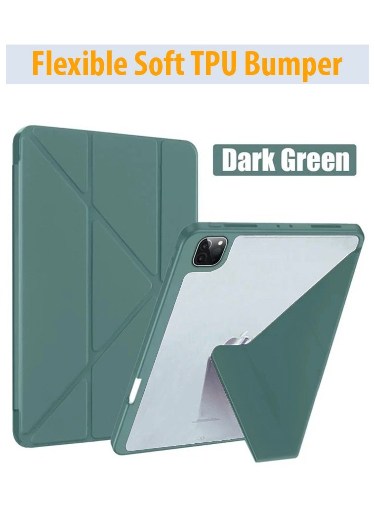 مجيد جراب iPad Pro مقاس 11 بوصة، M4 2024 الجيل الخامس A2836، A2837 مع حامل قلم، جراب ذكي لجهاز iPad [يدعم قلم Apple Pencil Pro وقلم Apple Pencil (USB-C)] يدعم ميزة Touch ID وميزة التشغيل/الإيقاف التلقائي (أخضر داكن) - Image 2