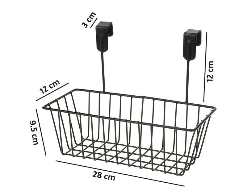 Bianco Over Door Hanging Basket | Under Shelf | Metal Multipurpose Cabinet Door Organizer | Bathroom Cabinet Storage Basket | Side Basket Hanging Organizer (Black, Pack of 1) - Image 3