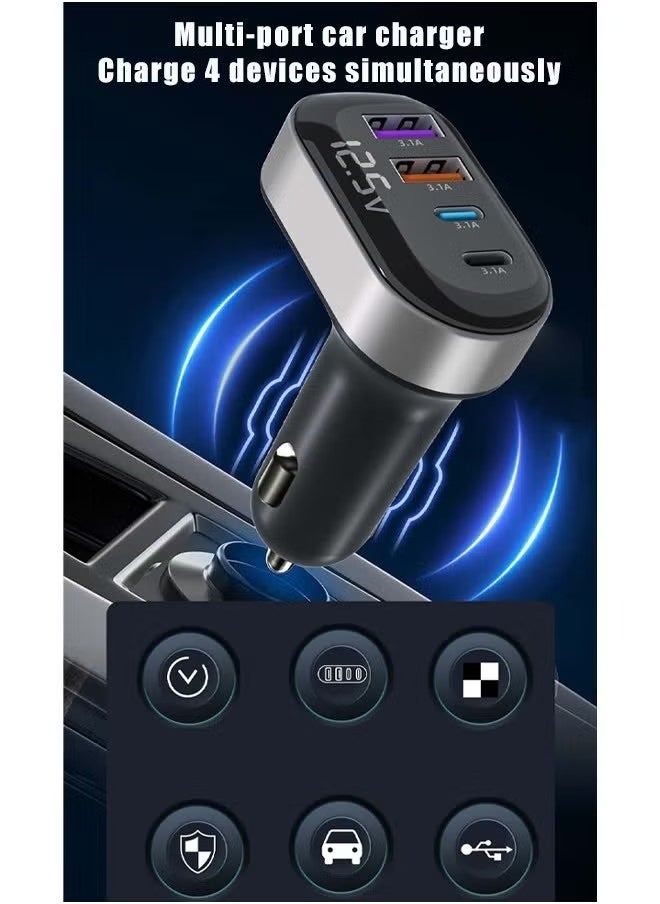 EzzySo 12/24V 15W Fast Car Charger Fast Car Power Adapter Dual USB5W for iPhone Dual Type C 5W Car Bluetooth USB Charger Plug with iPhone, Samsung, Galaxy, Huawei, Xiaomi  - Image 3