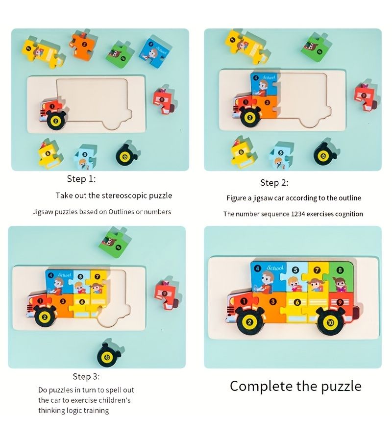 3D Wooden Animal Puzzles For Ages 3 Crocodile Color Interlock Blocks Creative Assembly - Image 5