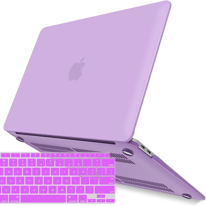 I Benzer Compatible with New MacBook Air 13 inch Case 2022 2021 2020 M1 A2337 A2179 A1932, Plastic Hard Shell Case with Keyboard Cover for Mac Retina Display with Touch ID, Purple, MMA-T13PU+1 - Image 1