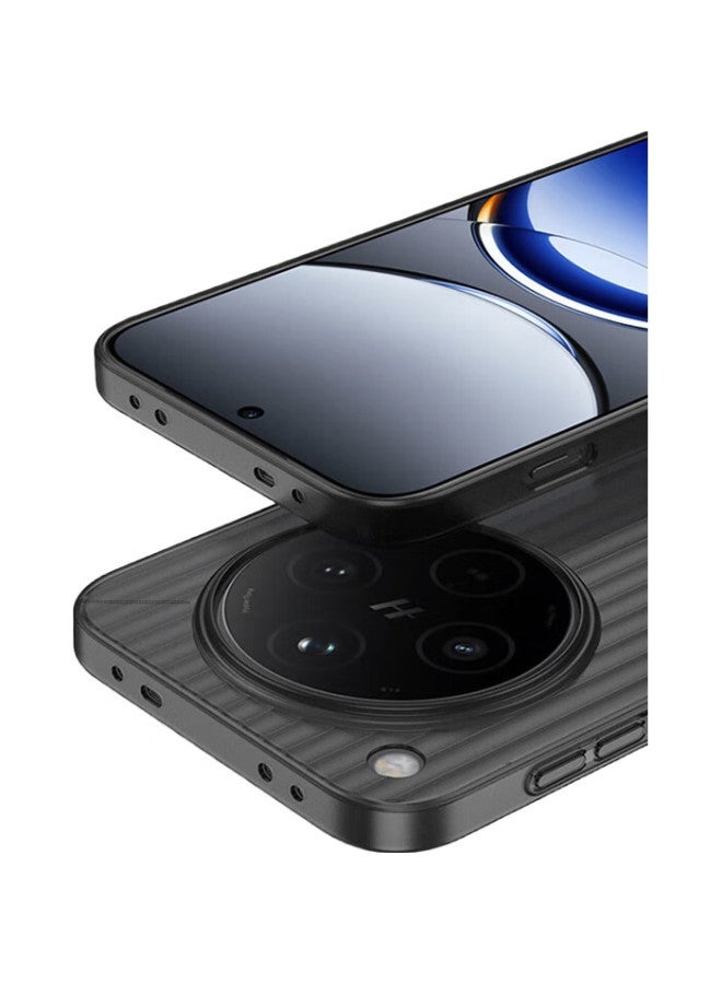 KMaxAI غطاء Kmaxai رقيق للغاية غير لامع لهاتف Oppo Find X8 Pro، حماية كاملة للعدسة، مضاد للانزلاق، تصميم شبه شفاف وبسيط، نسيج مموج - أسود شفاف - Image 1