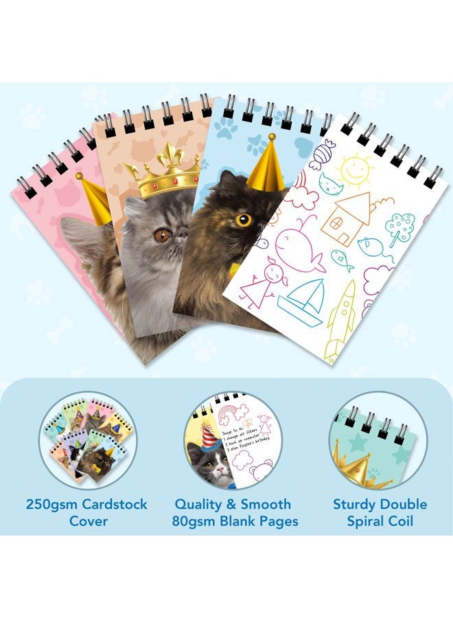 Decorably 24 Pack Cat Spiral Mini Notebooks for Kids - 12 Kitty Designs 2.4x4in Party Favors for Kids 8-12, Spring-Bound 20 Sheets - Image 4